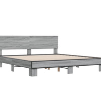 Bettgestell Grau Sonoma 200x200 cm Holzwerkstoff und Metall