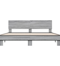 Bettgestell Grau Sonoma 200x200 cm Holzwerkstoff und Metall