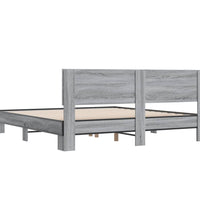 Bettgestell Grau Sonoma 200x200 cm Holzwerkstoff und Metall
