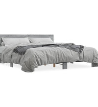 Bettgestell Grau Sonoma 200x200 cm Holzwerkstoff und Metall