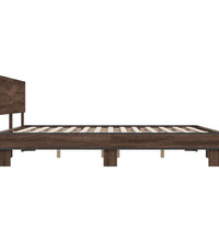Bettgestell Braun Eichen-Optik 200x200 cm Holzwerkstoff Metall