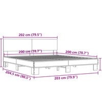 Bettgestell Braun Eichen-Optik 200x200 cm Holzwerkstoff Metall