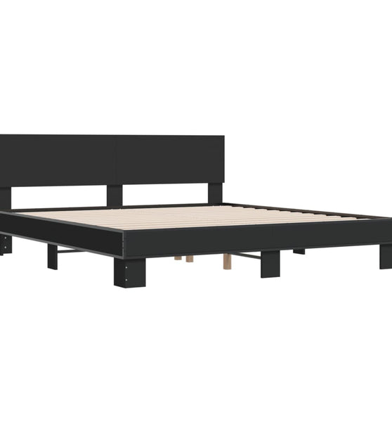 Bettgestell Schwarz 180x200 cm Holzwerkstoff und Metall
