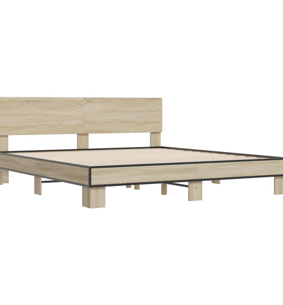 Bettgestell Sonoma-Eiche 180x200 cm Holzwerkstoff und Metall