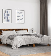 Bettgestell Räuchereiche 180x200 cm Holzwerkstoff und Metall