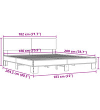 Bettgestell Räuchereiche 180x200 cm Holzwerkstoff und Metall
