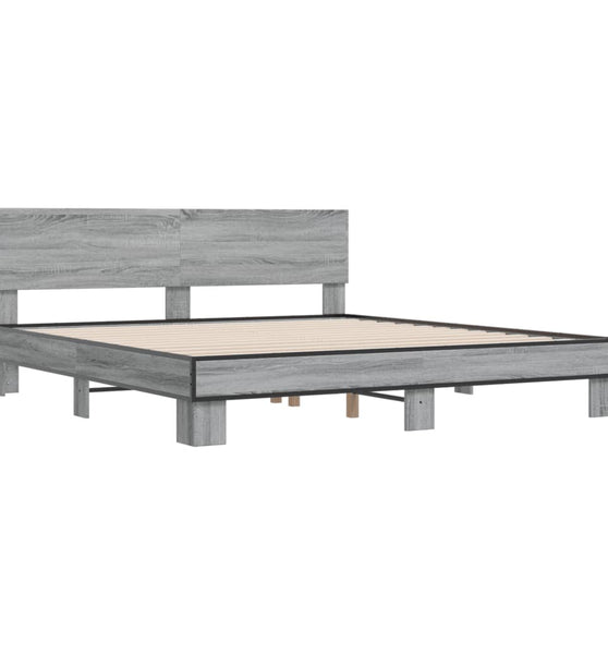 Bettgestell Grau Sonoma 180x200 cm Holzwerkstoff und Metall
