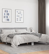 Bettgestell Grau Sonoma 180x200 cm Holzwerkstoff und Metall