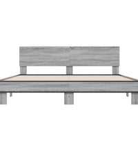 Bettgestell Grau Sonoma 180x200 cm Holzwerkstoff und Metall