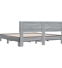 Bettgestell Grau Sonoma 180x200 cm Holzwerkstoff und Metall
