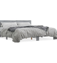 Bettgestell Grau Sonoma 180x200 cm Holzwerkstoff und Metall