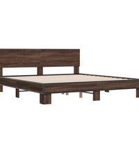 Bettgestell Braun Eichen-Optik 180x200 cm Holzwerkstoff Metall
