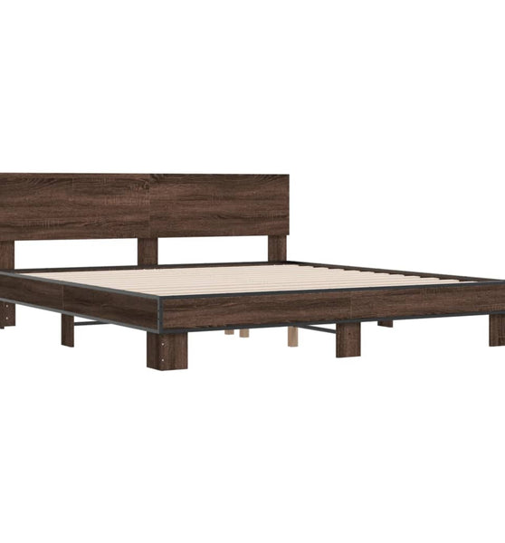 Bettgestell Braun Eichen-Optik 180x200 cm Holzwerkstoff Metall