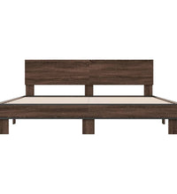 Bettgestell Braun Eichen-Optik 180x200 cm Holzwerkstoff Metall
