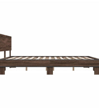 Bettgestell Braun Eichen-Optik 180x200 cm Holzwerkstoff Metall