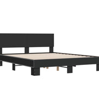 Bettgestell Schwarz 160x200 cm Holzwerkstoff und Metall