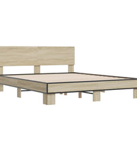 Bettgestell Sonoma-Eiche 160x200 cm Holzwerkstoff und Metall