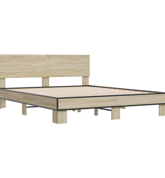 Bettgestell Sonoma-Eiche 160x200 cm Holzwerkstoff und Metall