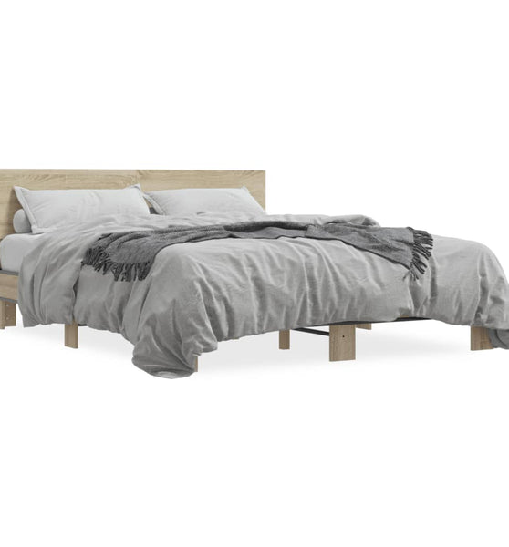 Bettgestell Sonoma-Eiche 160x200 cm Holzwerkstoff und Metall