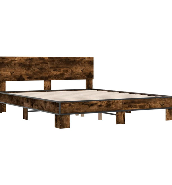Bettgestell Räuchereiche 160x200 cm Holzwerkstoff und Metall