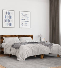 Bettgestell Räuchereiche 160x200 cm Holzwerkstoff und Metall