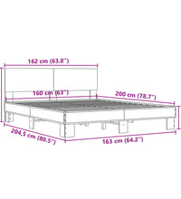 Bettgestell Räuchereiche 160x200 cm Holzwerkstoff und Metall