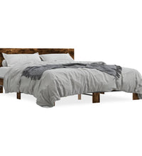 Bettgestell Räuchereiche 160x200 cm Holzwerkstoff und Metall