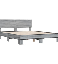 Bettgestell Grau Sonoma 160x200 cm Holzwerkstoff und Metall