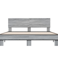 Bettgestell Grau Sonoma 160x200 cm Holzwerkstoff und Metall