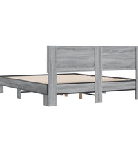 Bettgestell Grau Sonoma 160x200 cm Holzwerkstoff und Metall