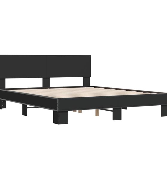 Bettgestell Schwarz 150x200 cm Holzwerkstoff und Metall