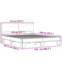 Bettgestell Schwarz 150x200 cm Holzwerkstoff und Metall