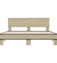 Bettgestell Sonoma-Eiche 150x200 cm Holzwerkstoff und Metall