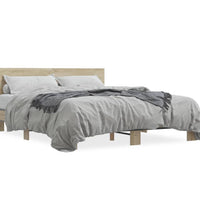 Bettgestell Sonoma-Eiche 150x200 cm Holzwerkstoff und Metall