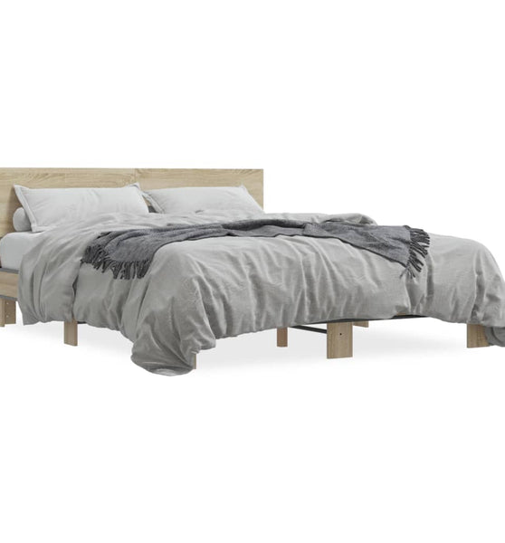 Bettgestell Sonoma-Eiche 150x200 cm Holzwerkstoff und Metall