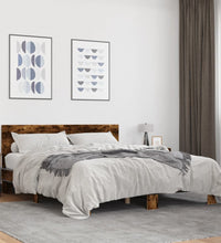 Bettgestell Räuchereiche 150x200 cm Holzwerkstoff und Metall