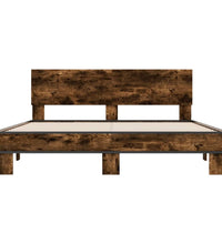 Bettgestell Räuchereiche 150x200 cm Holzwerkstoff und Metall