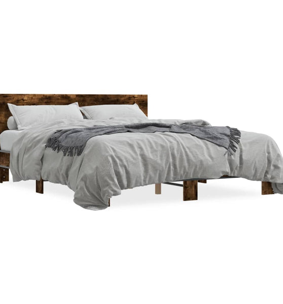 Bettgestell Räuchereiche 150x200 cm Holzwerkstoff und Metall