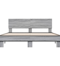 Bettgestell Grau Sonoma 150x200 cm Holzwerkstoff und Metall