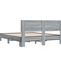 Bettgestell Grau Sonoma 150x200 cm Holzwerkstoff und Metall
