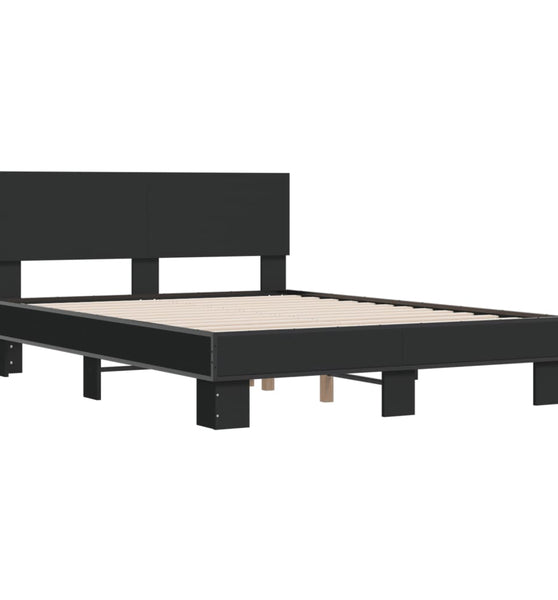 Bettgestell Schwarz 140x200 cm Holzwerkstoff und Metall