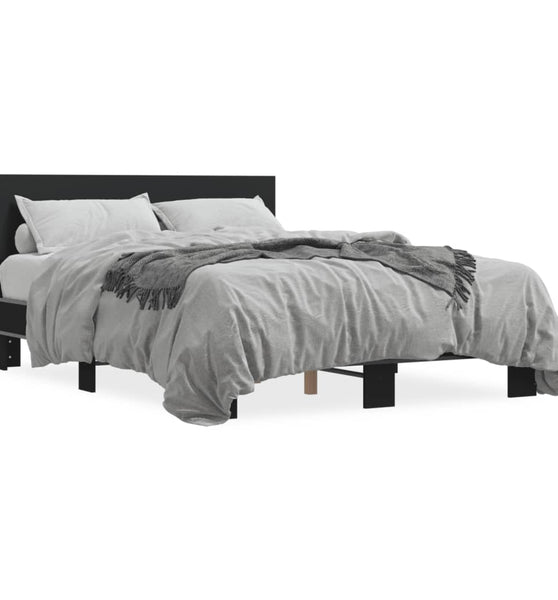 Bettgestell Schwarz 140x200 cm Holzwerkstoff und Metall