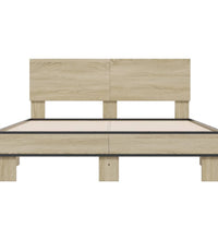 Bettgestell Sonoma-Eiche 140x200 cm Holzwerkstoff und Metall