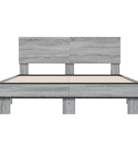 Bettgestell Grau Sonoma 140x200 cm Holzwerkstoff und Metall