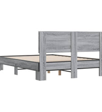 Bettgestell Grau Sonoma 140x200 cm Holzwerkstoff und Metall