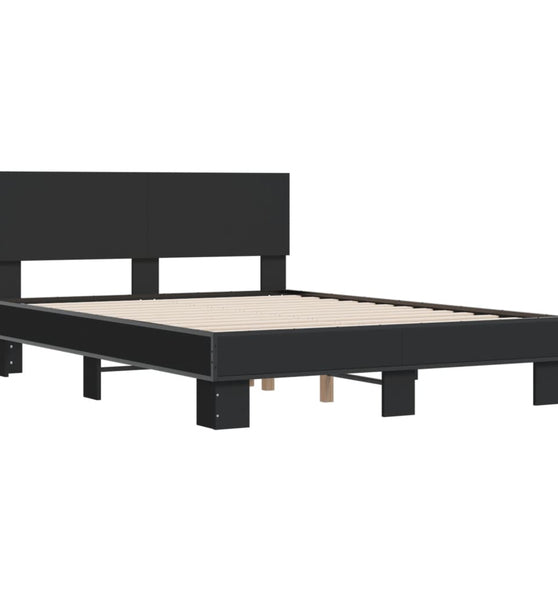 Bettgestell Schwarz 120x200 cm Holzwerkstoff und Metall