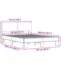 Bettgestell Sonoma-Eiche 120x200 cm Holzwerkstoff und Metall