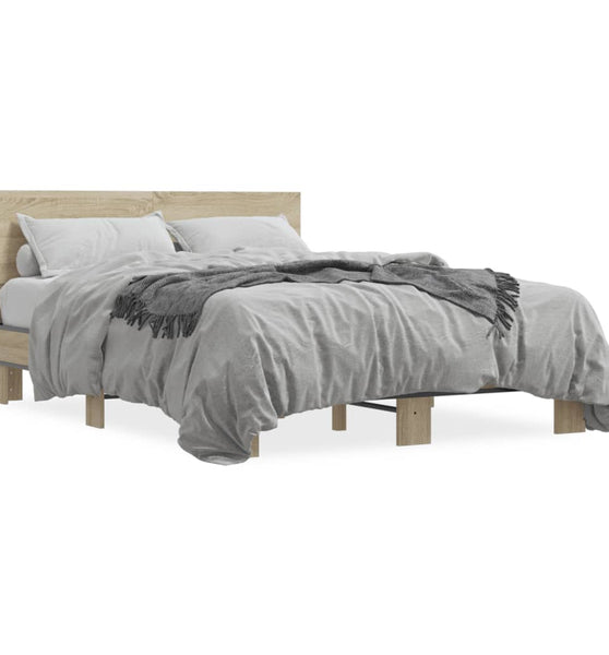 Bettgestell Sonoma-Eiche 120x200 cm Holzwerkstoff und Metall