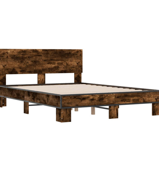 Bettgestell Räuchereiche 120x200 cm Holzwerkstoff und Metall