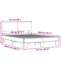 Bettgestell Räuchereiche 120x200 cm Holzwerkstoff und Metall